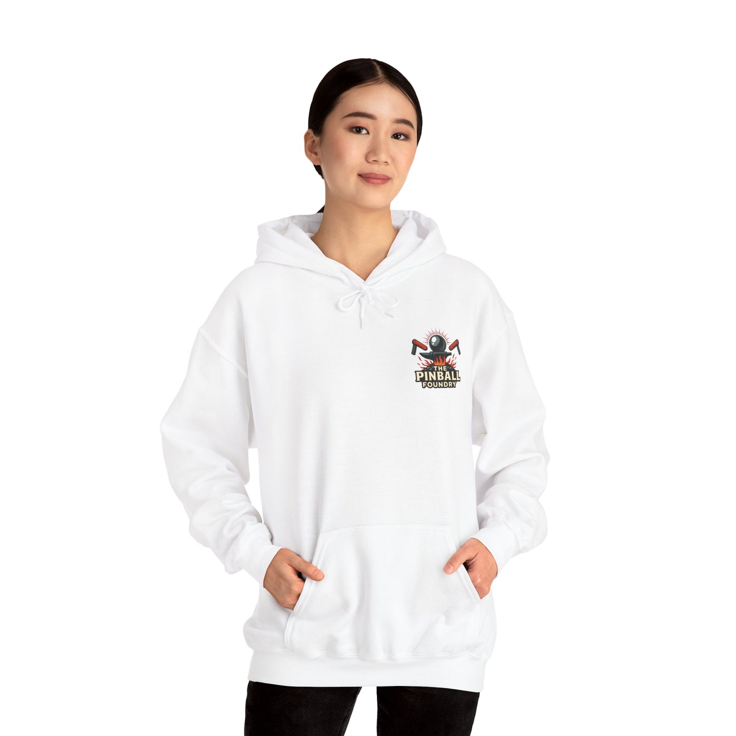 The Pinball Foundry Hoodie, Gaming Sweatshirt, Unisex Hooded Sweatshirt, Perfect Gift for Gamers, Casual Wear, Arcade Lover Apparel