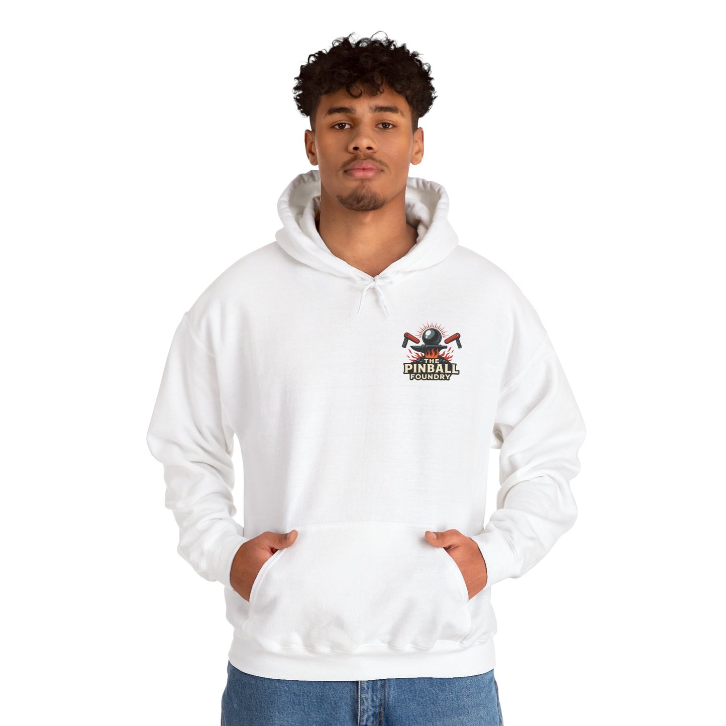 The Pinball Foundry Hoodie, Gaming Sweatshirt, Unisex Hooded Sweatshirt, Perfect Gift for Gamers, Casual Wear, Arcade Lover Apparel