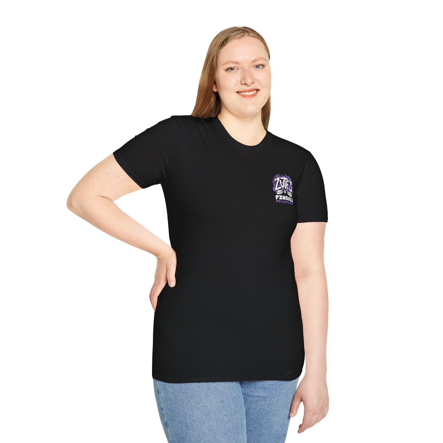Zut's Pinball Adventures, Gaming T-Shirt, Unisex Softstyle T-Shirt, Perfect Gift for Gamers, Casual Wear, Pinball Lover Apparel