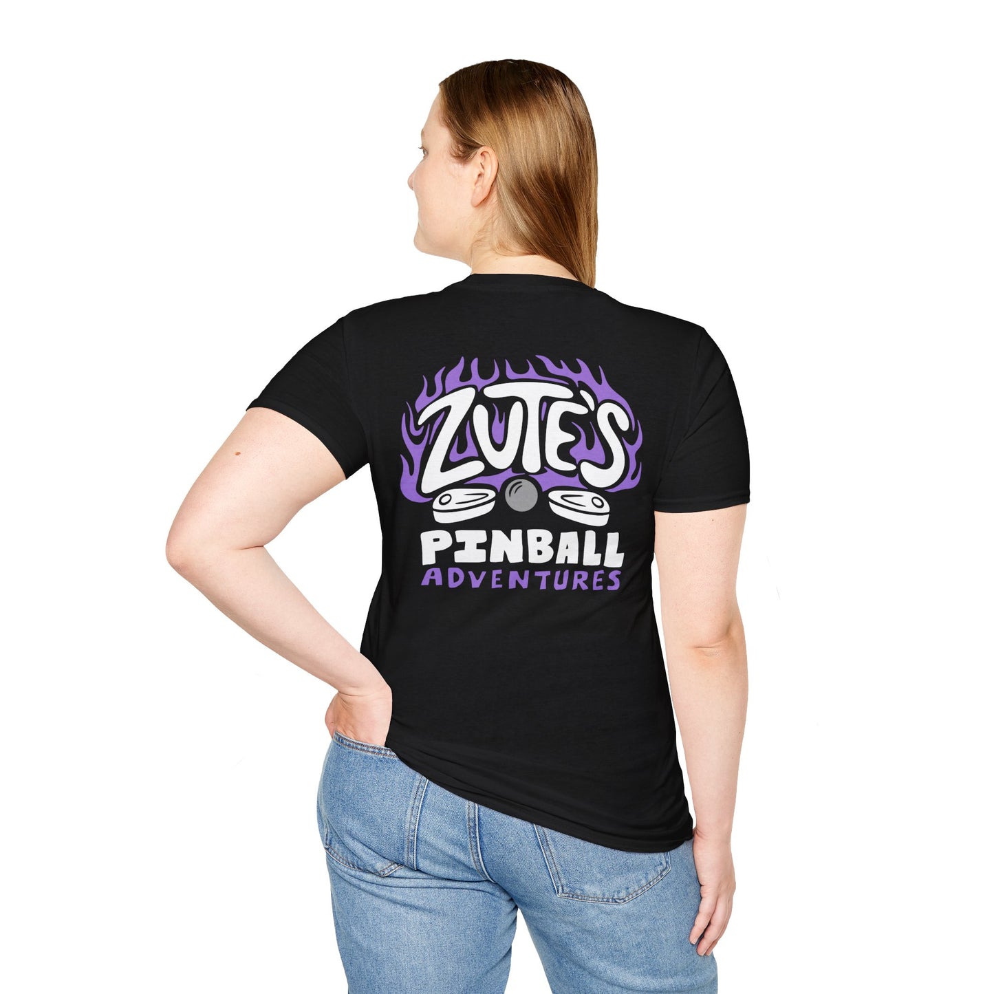 Zut's Pinball Adventures, Gaming T-Shirt, Unisex Softstyle T-Shirt, Perfect Gift for Gamers, Casual Wear, Pinball Lover Apparel