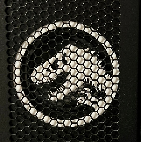 Close up of the Jurassic Park LED Speaker Panel Inserts