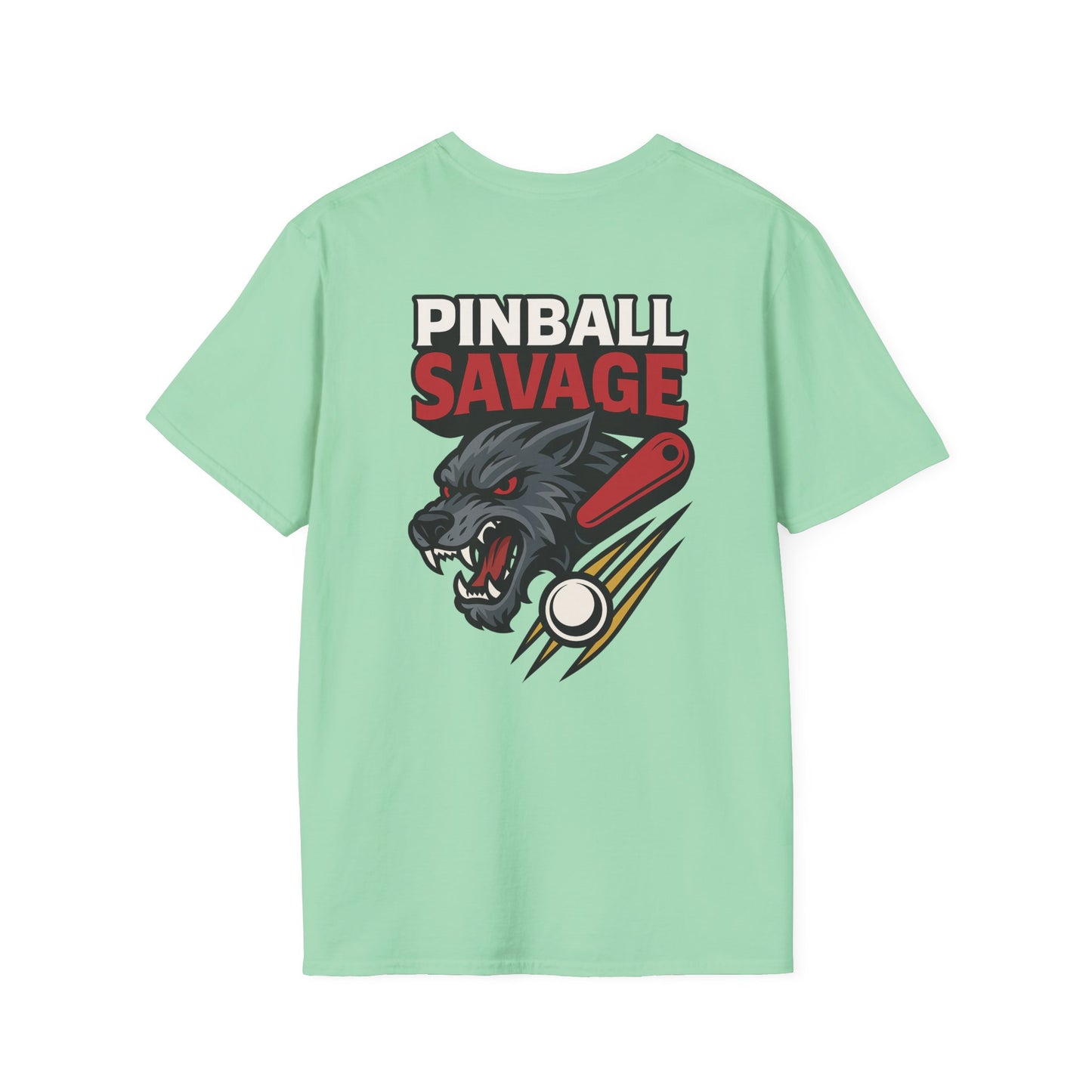 The Pinball Foundry Pinball Savage Beast, Gaming T-Shirt, Unisex Softstyle T-Shirt, Perfect Gift for Gamers, Casual Wear, Pinball Lover Apparel