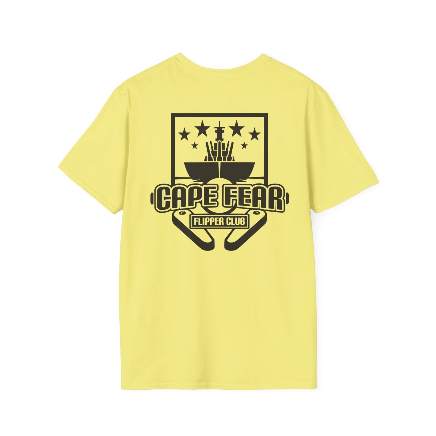 Cape Fear Flipper Club, Gaming T-Shirt, Unisex Softstyle T-Shirt, Perfect Gift for Gamers, Casual Wear, Pinball Lover Apparel
