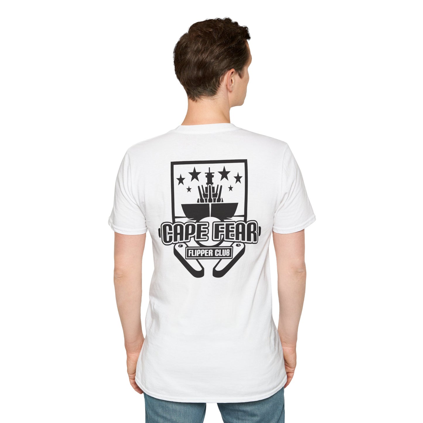 Cape Fear Flipper Club, Gaming T-Shirt, Unisex Softstyle T-Shirt, Perfect Gift for Gamers, Casual Wear, Pinball Lover Apparel