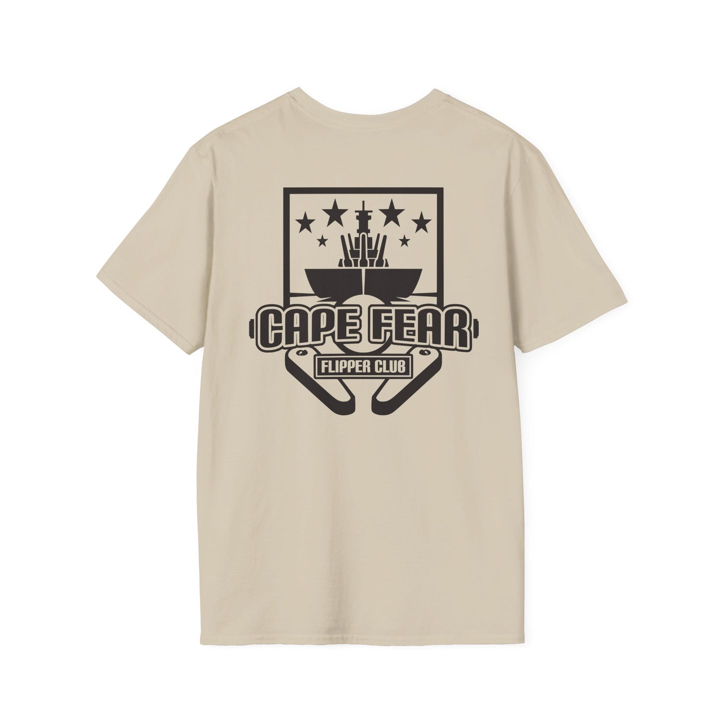 Cape Fear Flipper Club, Gaming T-Shirt, Unisex Softstyle T-Shirt, Perfect Gift for Gamers, Casual Wear, Pinball Lover Apparel