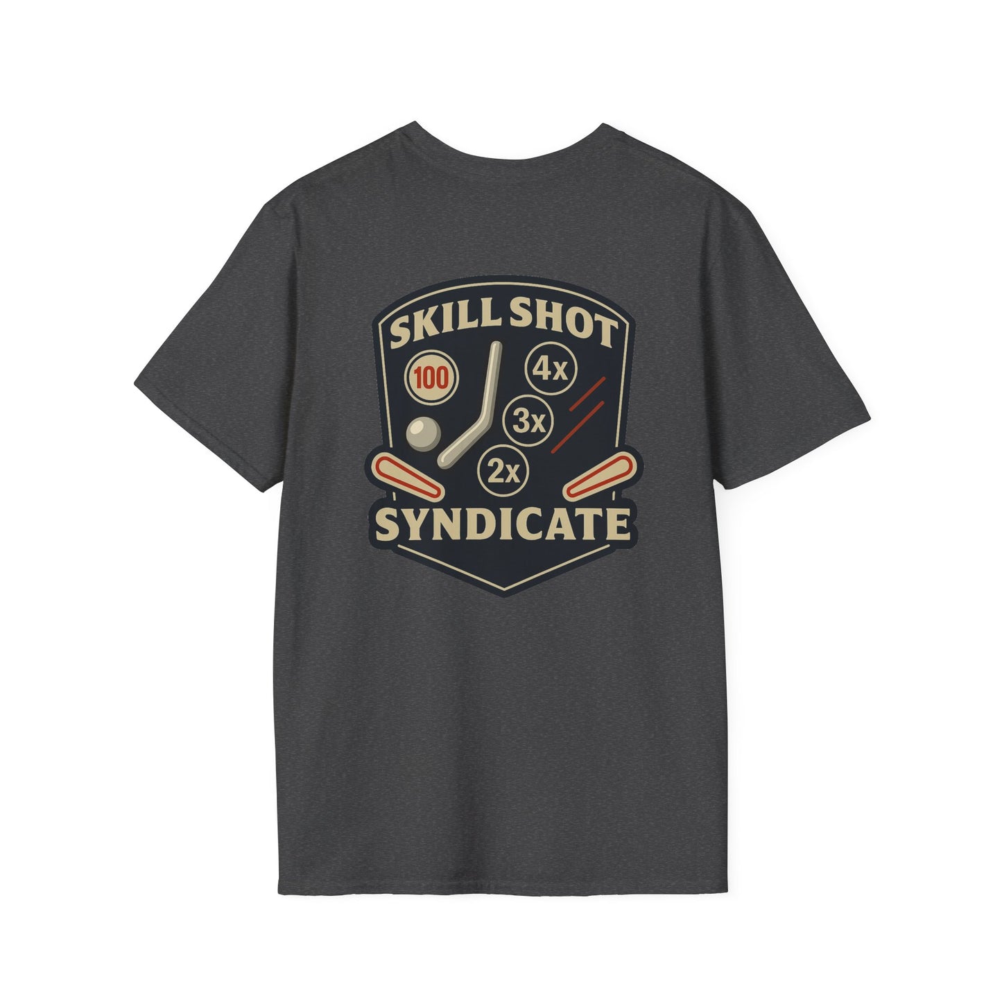 The Pinball Foundry Skill Shot Syndicate, Gaming T-Shirt, Unisex Softstyle T-Shirt, Perfect Gift for Gamers, Casual Wear, Pinball Lover Apparel