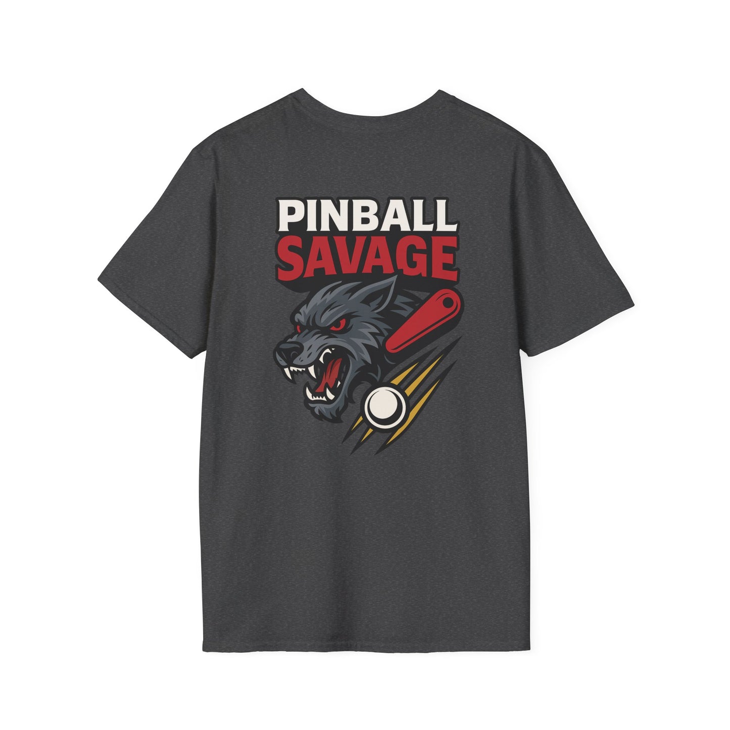 The Pinball Foundry Pinball Savage Beast, Gaming T-Shirt, Unisex Softstyle T-Shirt, Perfect Gift for Gamers, Casual Wear, Pinball Lover Apparel