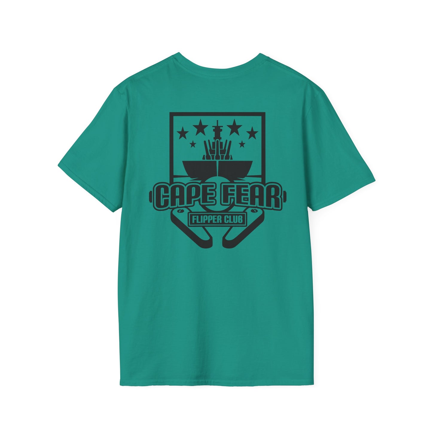 Cape Fear Flipper Club, Gaming T-Shirt, Unisex Softstyle T-Shirt, Perfect Gift for Gamers, Casual Wear, Pinball Lover Apparel