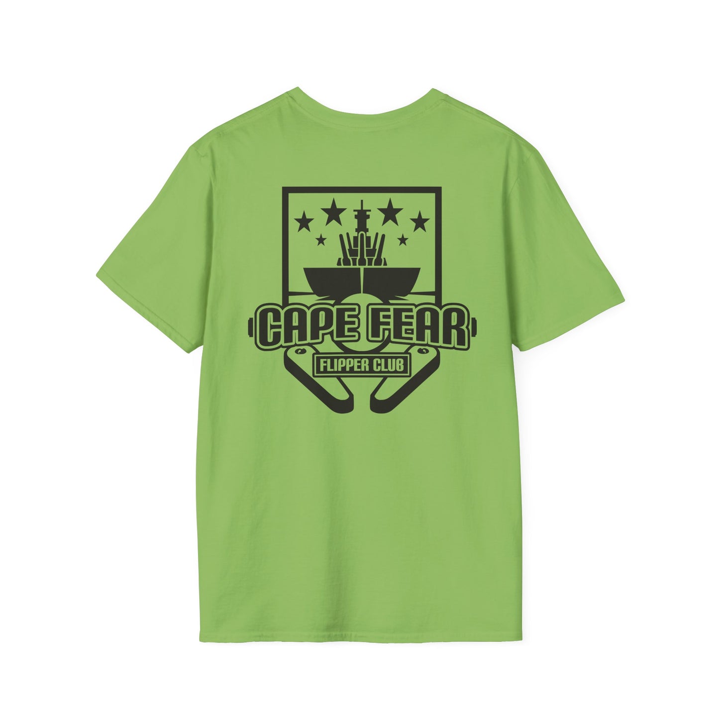 Cape Fear Flipper Club, Gaming T-Shirt, Unisex Softstyle T-Shirt, Perfect Gift for Gamers, Casual Wear, Pinball Lover Apparel