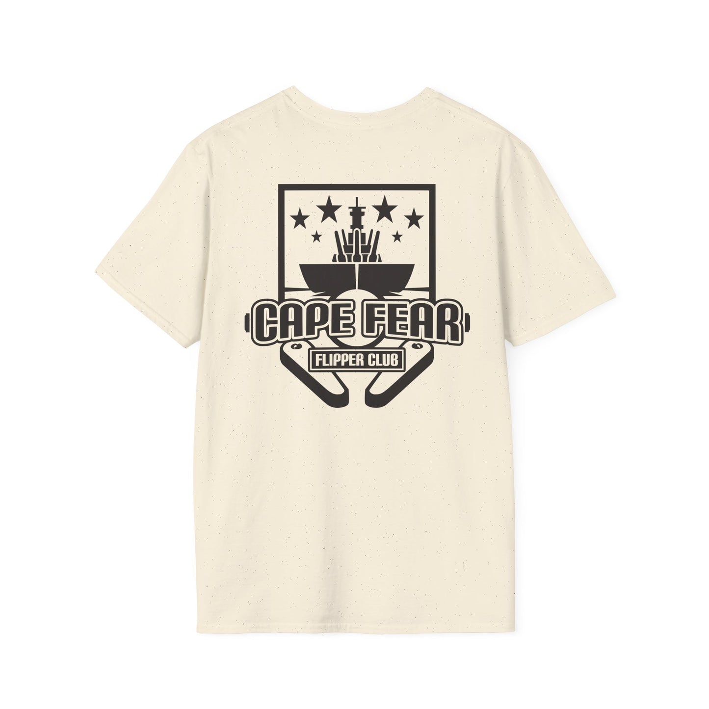 Cape Fear Flipper Club, Gaming T-Shirt, Unisex Softstyle T-Shirt, Perfect Gift for Gamers, Casual Wear, Pinball Lover Apparel