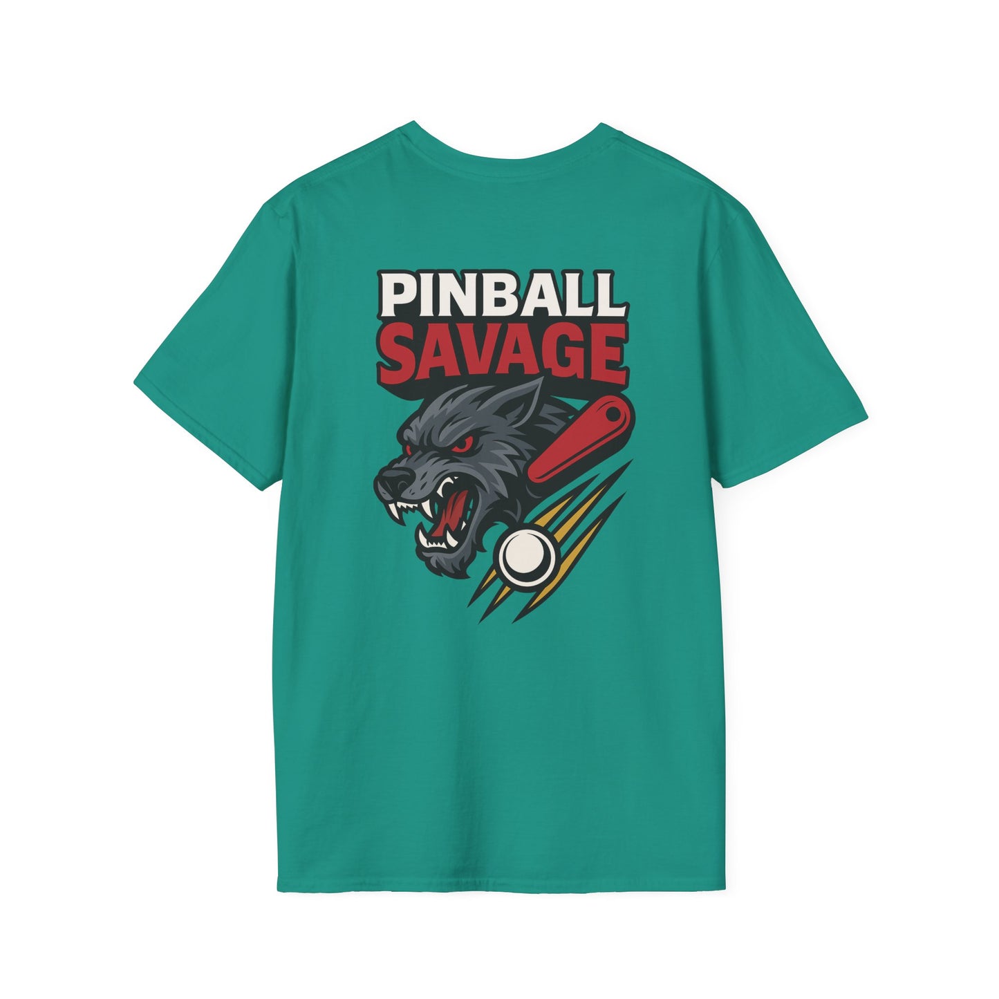 The Pinball Foundry Pinball Savage Beast, Gaming T-Shirt, Unisex Softstyle T-Shirt, Perfect Gift for Gamers, Casual Wear, Pinball Lover Apparel
