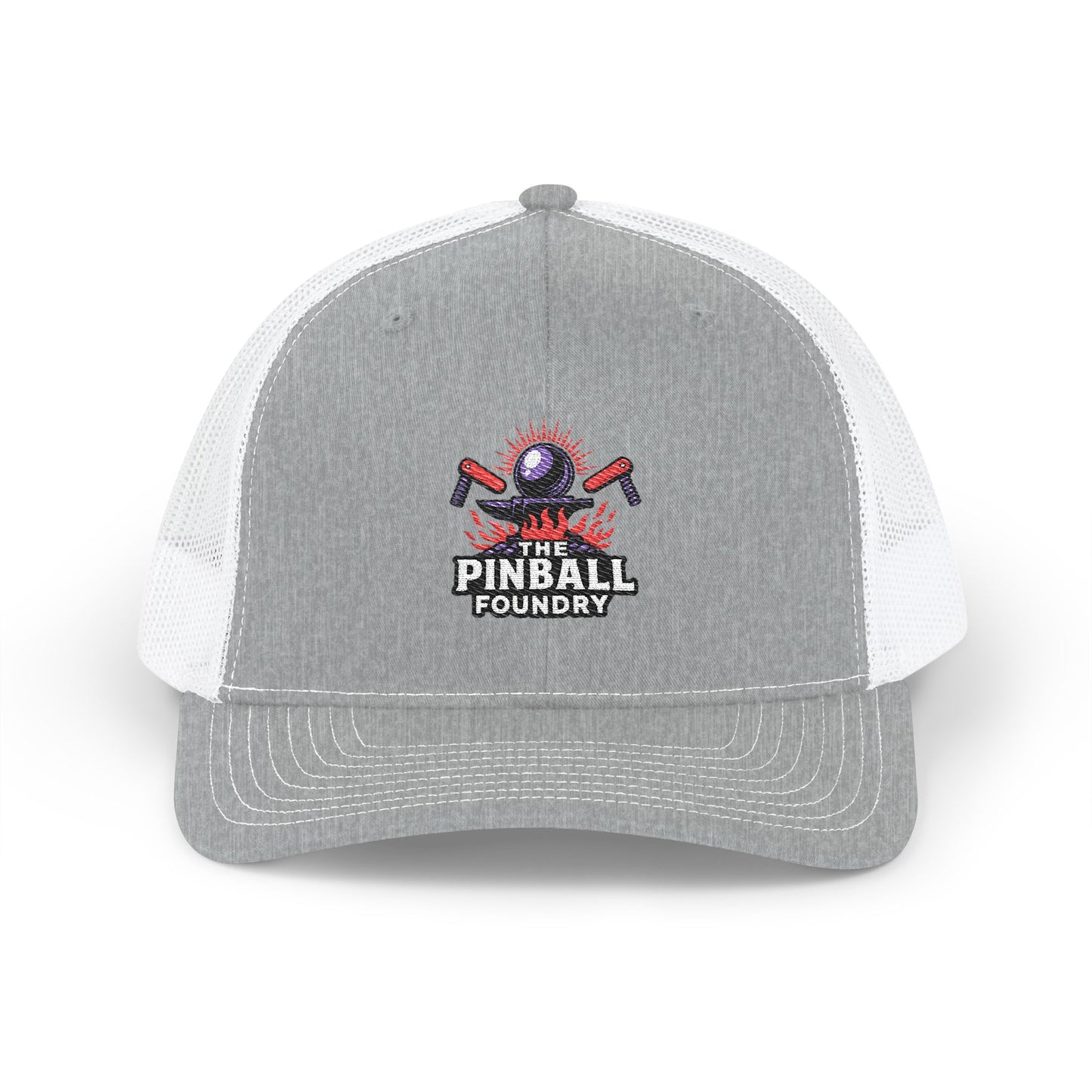 The Pinball Foundry Embroidered Snapback Trucker Cap, Casual Summer Hat, Gift for Gamers, Outdoor Style, Festival Accessory