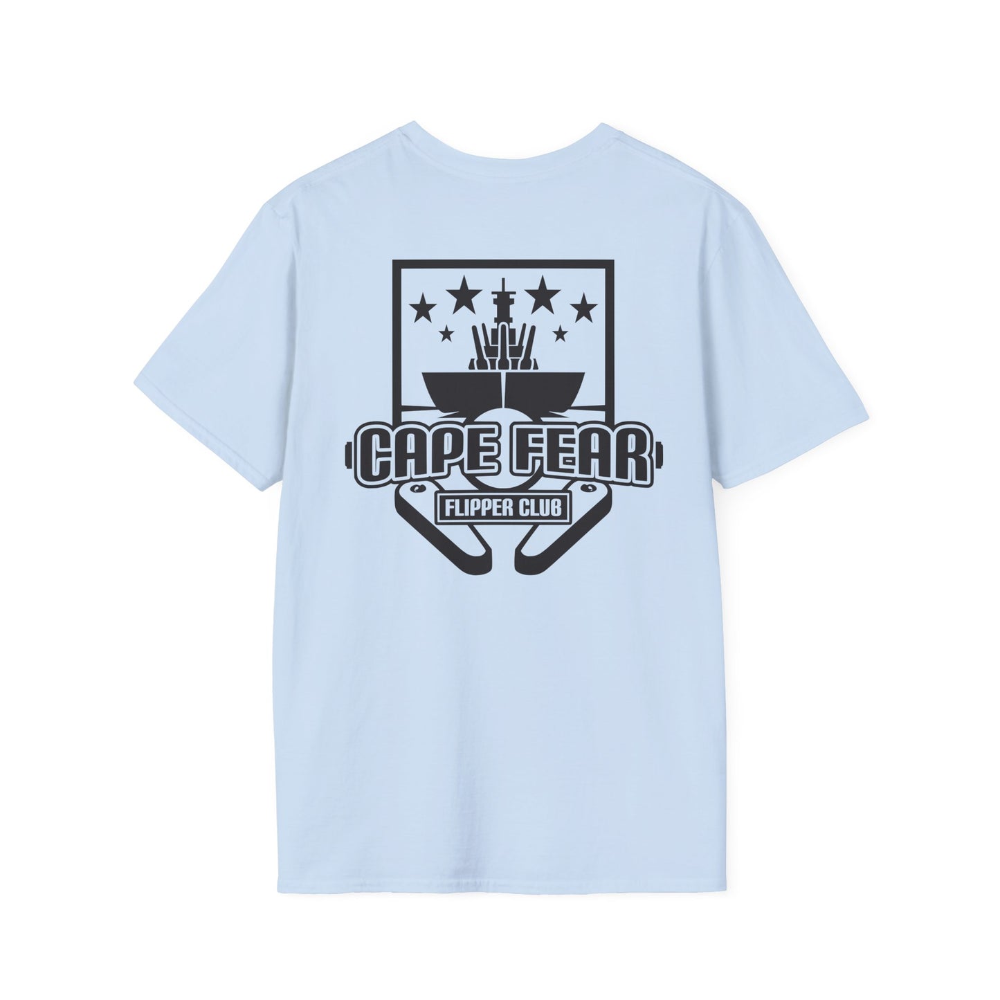 Cape Fear Flipper Club, Gaming T-Shirt, Unisex Softstyle T-Shirt, Perfect Gift for Gamers, Casual Wear, Pinball Lover Apparel