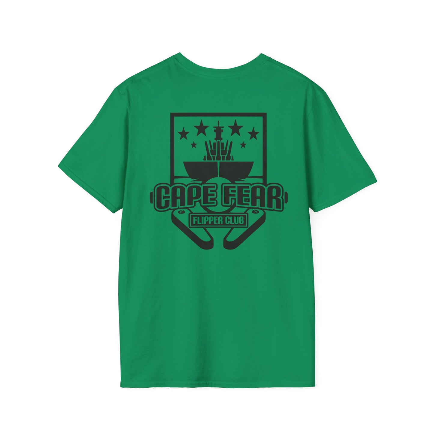 Cape Fear Flipper Club, Gaming T-Shirt, Unisex Softstyle T-Shirt, Perfect Gift for Gamers, Casual Wear, Pinball Lover Apparel