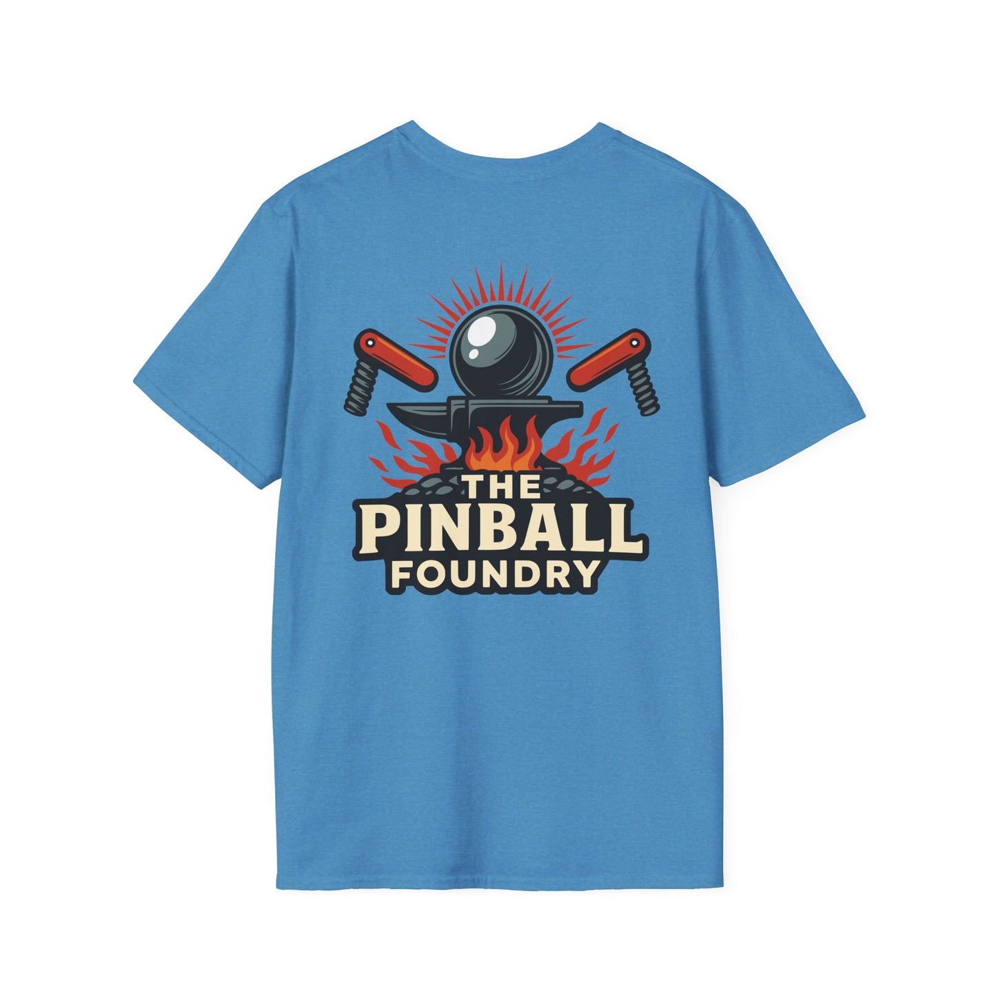 The Pinball Foundry Logo, Gaming T-Shirt, Unisex Softstyle T-Shirt, Perfect Gift for Gamers, Casual Wear, Pinball Lover Apparel