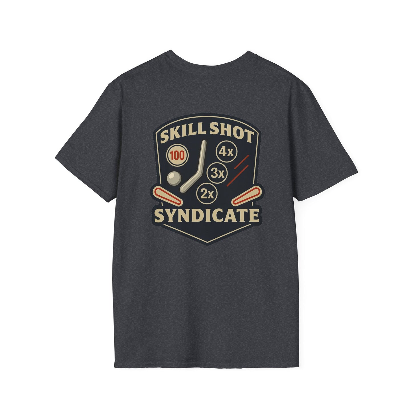 The Pinball Foundry Skill Shot Syndicate, Gaming T-Shirt, Unisex Softstyle T-Shirt, Perfect Gift for Gamers, Casual Wear, Pinball Lover Apparel