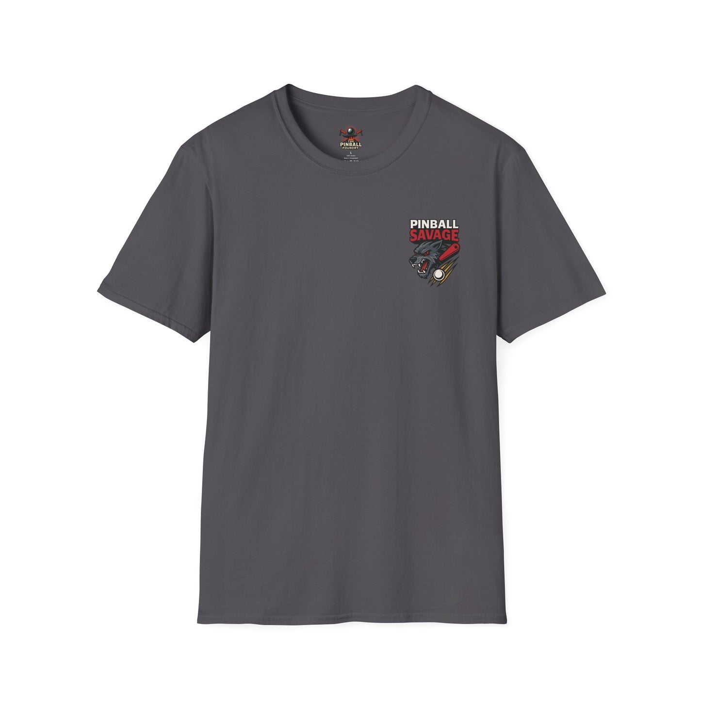 The Pinball Foundry Pinball Savage Beast, Gaming T-Shirt, Unisex Softstyle T-Shirt, Perfect Gift for Gamers, Casual Wear, Pinball Lover Apparel