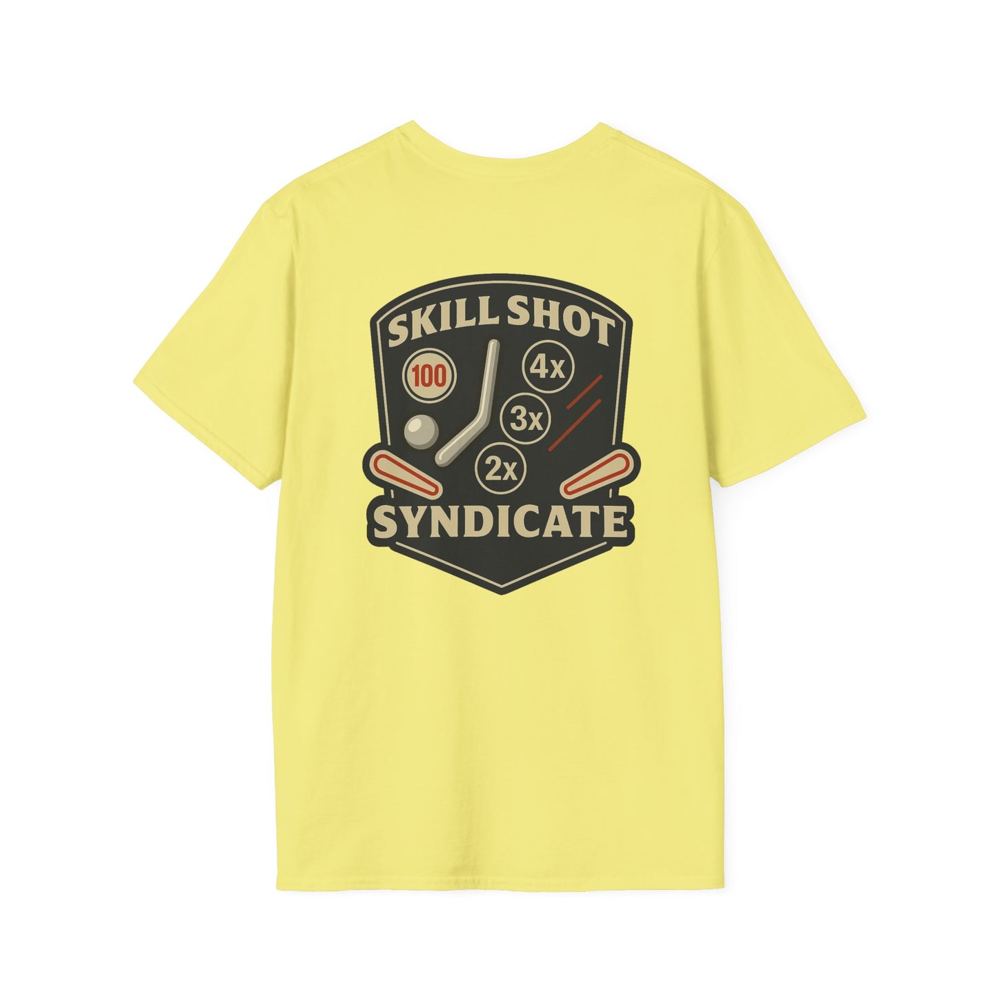 The Pinball Foundry Skill Shot Syndicate, Gaming T-Shirt, Unisex Softstyle T-Shirt, Perfect Gift for Gamers, Casual Wear, Pinball Lover Apparel