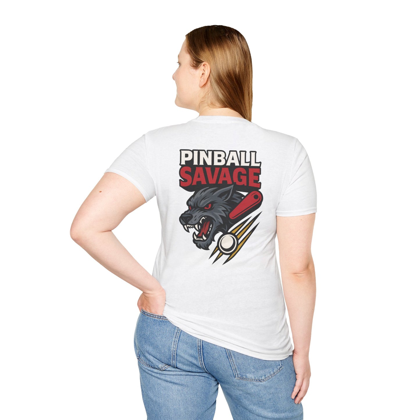 The Pinball Foundry Pinball Savage Beast, Gaming T-Shirt, Unisex Softstyle T-Shirt, Perfect Gift for Gamers, Casual Wear, Pinball Lover Apparel