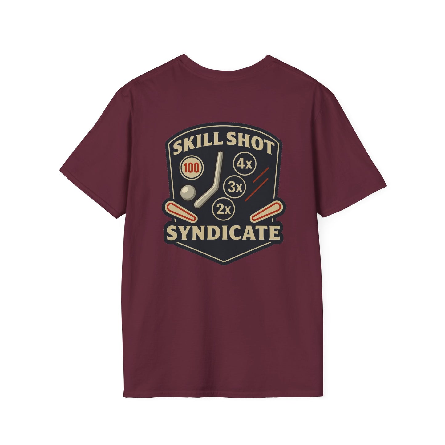 The Pinball Foundry Skill Shot Syndicate, Gaming T-Shirt, Unisex Softstyle T-Shirt, Perfect Gift for Gamers, Casual Wear, Pinball Lover Apparel