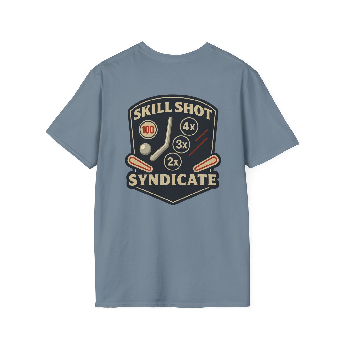 The Pinball Foundry Skill Shot Syndicate, Gaming T-Shirt, Unisex Softstyle T-Shirt, Perfect Gift for Gamers, Casual Wear, Pinball Lover Apparel