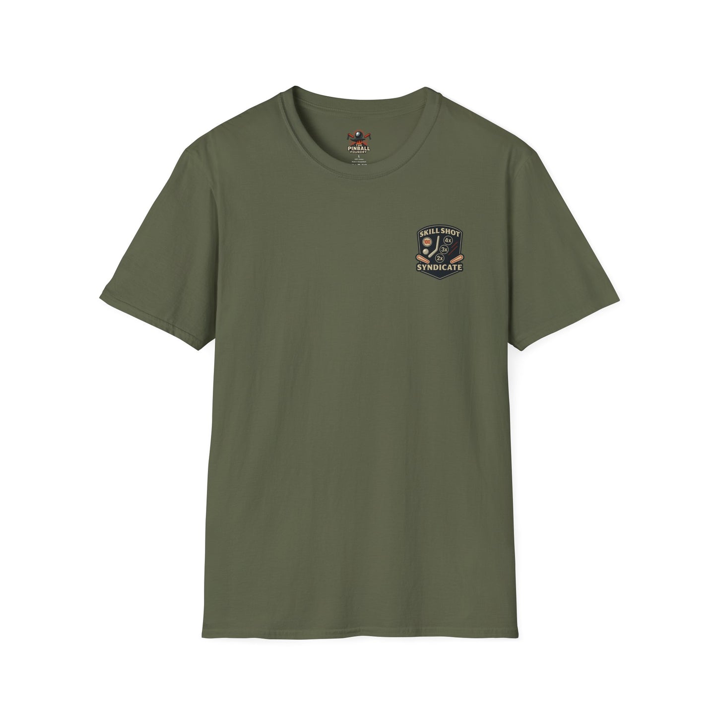 The Pinball Foundry Skill Shot Syndicate, Gaming T-Shirt, Unisex Softstyle T-Shirt, Perfect Gift for Gamers, Casual Wear, Pinball Lover Apparel