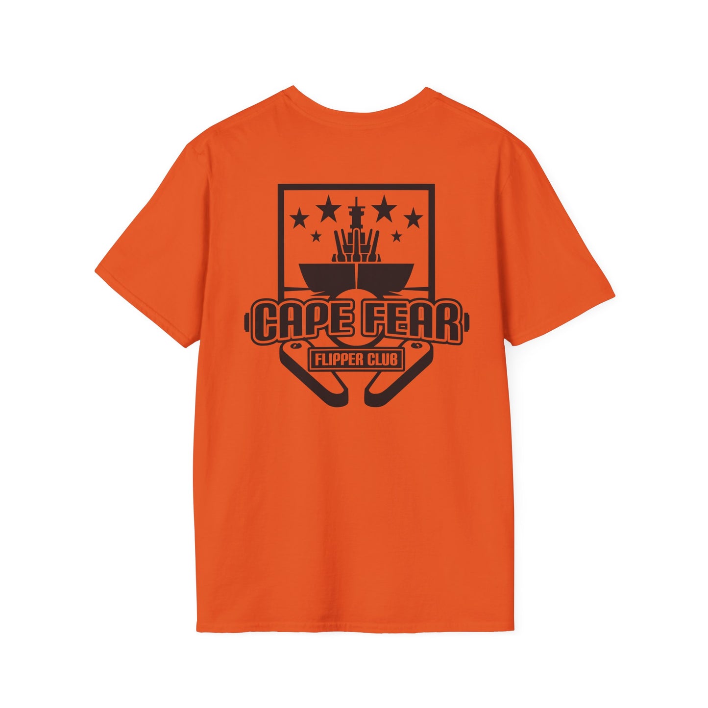 Cape Fear Flipper Club, Gaming T-Shirt, Unisex Softstyle T-Shirt, Perfect Gift for Gamers, Casual Wear, Pinball Lover Apparel