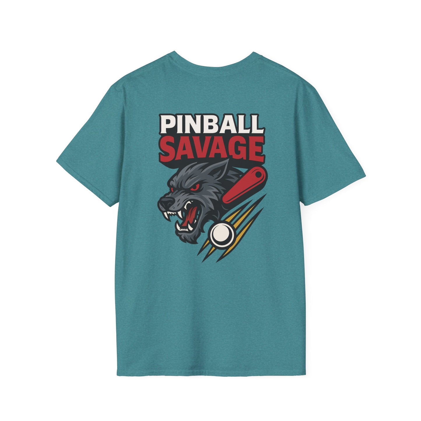 The Pinball Foundry Pinball Savage Beast, Gaming T-Shirt, Unisex Softstyle T-Shirt, Perfect Gift for Gamers, Casual Wear, Pinball Lover Apparel