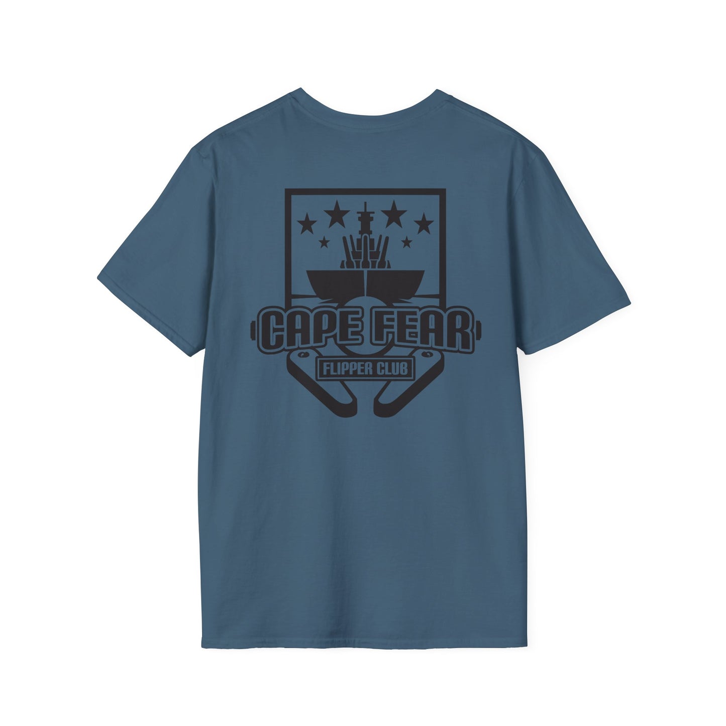 Cape Fear Flipper Club, Gaming T-Shirt, Unisex Softstyle T-Shirt, Perfect Gift for Gamers, Casual Wear, Pinball Lover Apparel