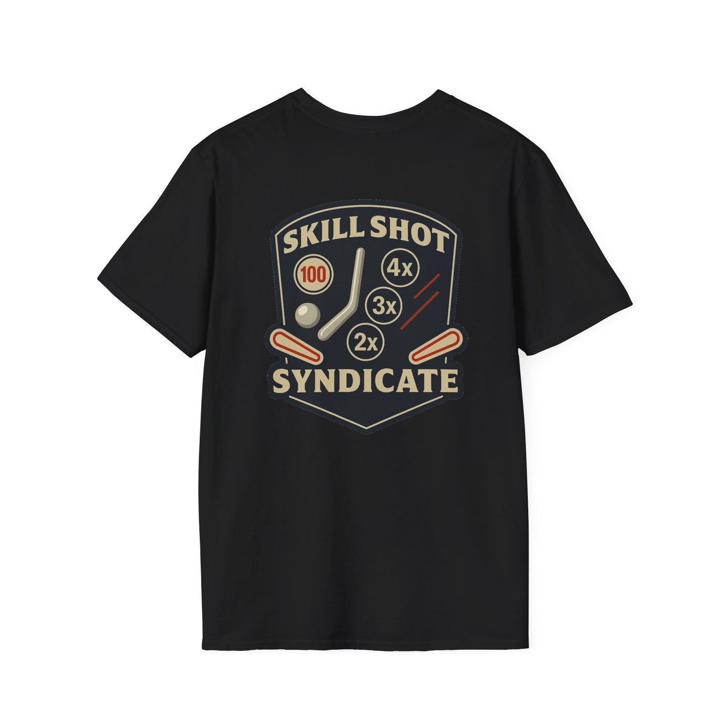 The Pinball Foundry Skill Shot Syndicate, Gaming T-Shirt, Unisex Softstyle T-Shirt, Perfect Gift for Gamers, Casual Wear, Pinball Lover Apparel