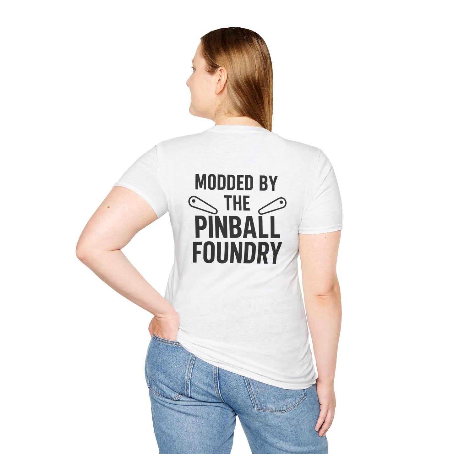 The Pinball Foundry Modded By Pinball Foundry, Gaming T-Shirt, Unisex Softstyle T-Shirt, Perfect Gift for Gamers, Casual Wear, Pinball Lover Apparel