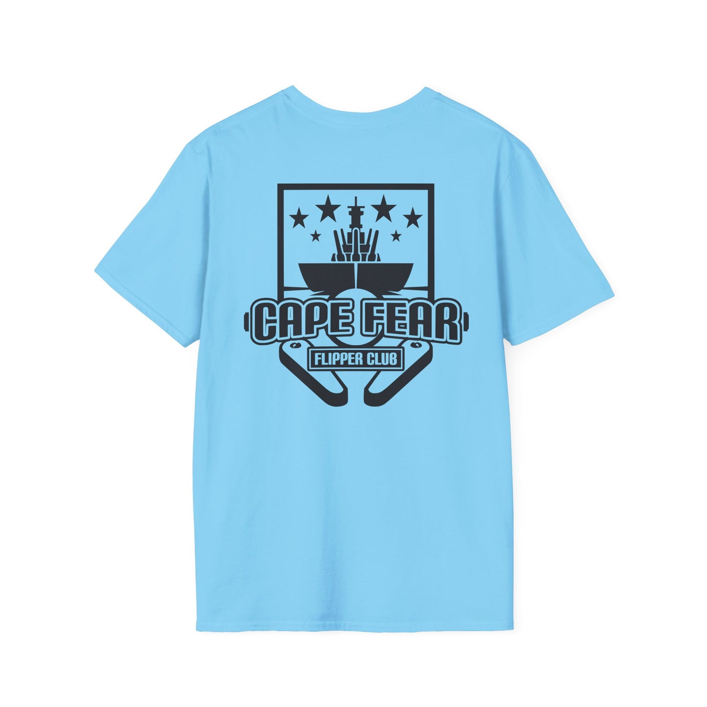 Cape Fear Flipper Club, Gaming T-Shirt, Unisex Softstyle T-Shirt, Perfect Gift for Gamers, Casual Wear, Pinball Lover Apparel
