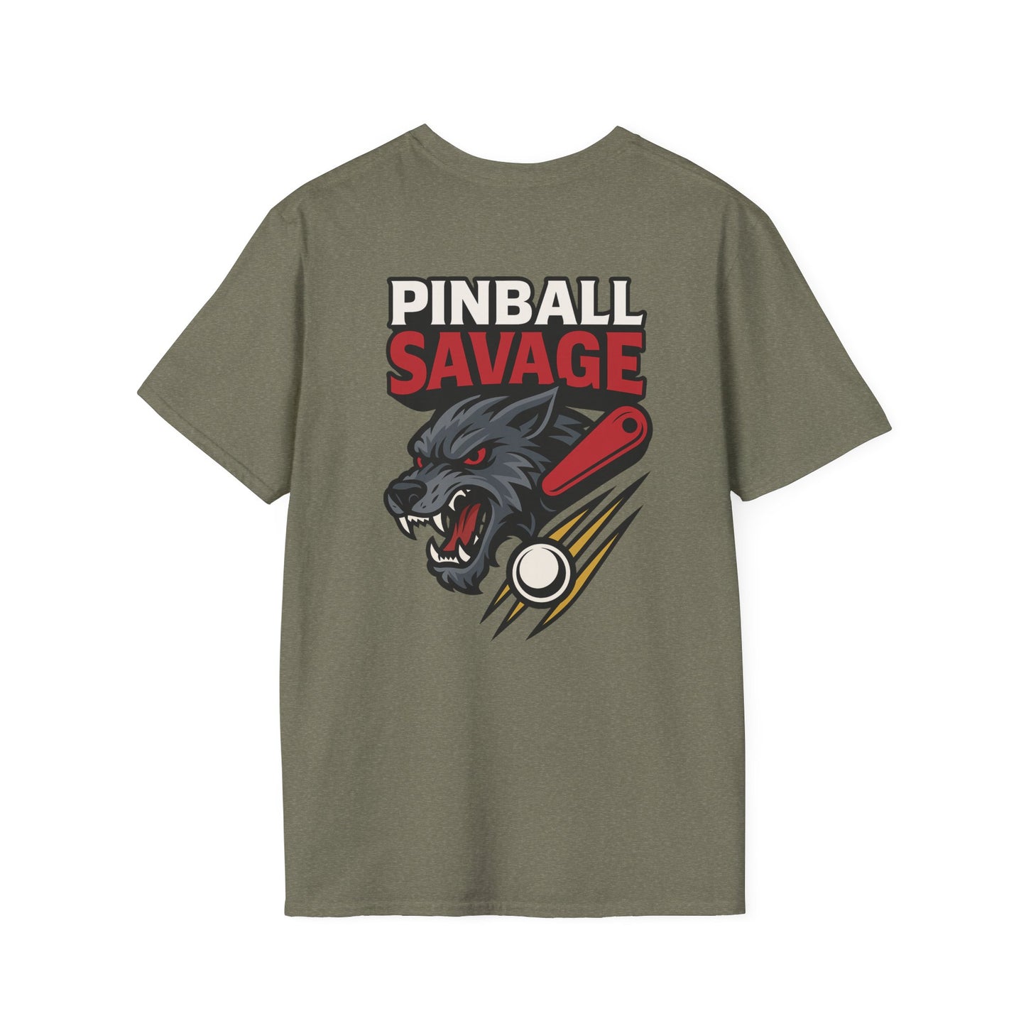 The Pinball Foundry Pinball Savage Beast, Gaming T-Shirt, Unisex Softstyle T-Shirt, Perfect Gift for Gamers, Casual Wear, Pinball Lover Apparel
