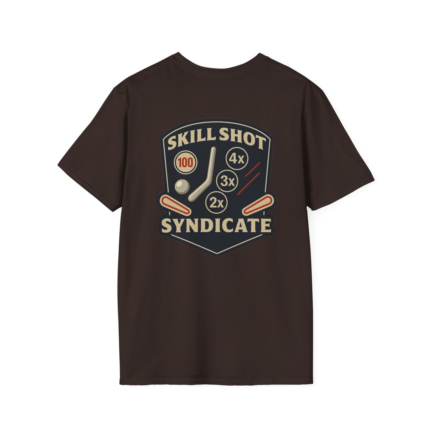 The Pinball Foundry Skill Shot Syndicate, Gaming T-Shirt, Unisex Softstyle T-Shirt, Perfect Gift for Gamers, Casual Wear, Pinball Lover Apparel