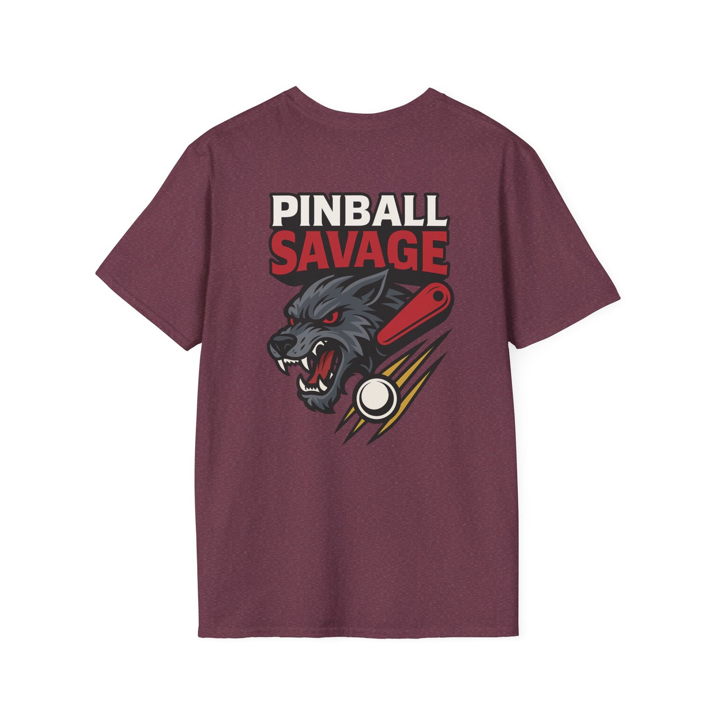 The Pinball Foundry Pinball Savage Beast, Gaming T-Shirt, Unisex Softstyle T-Shirt, Perfect Gift for Gamers, Casual Wear, Pinball Lover Apparel