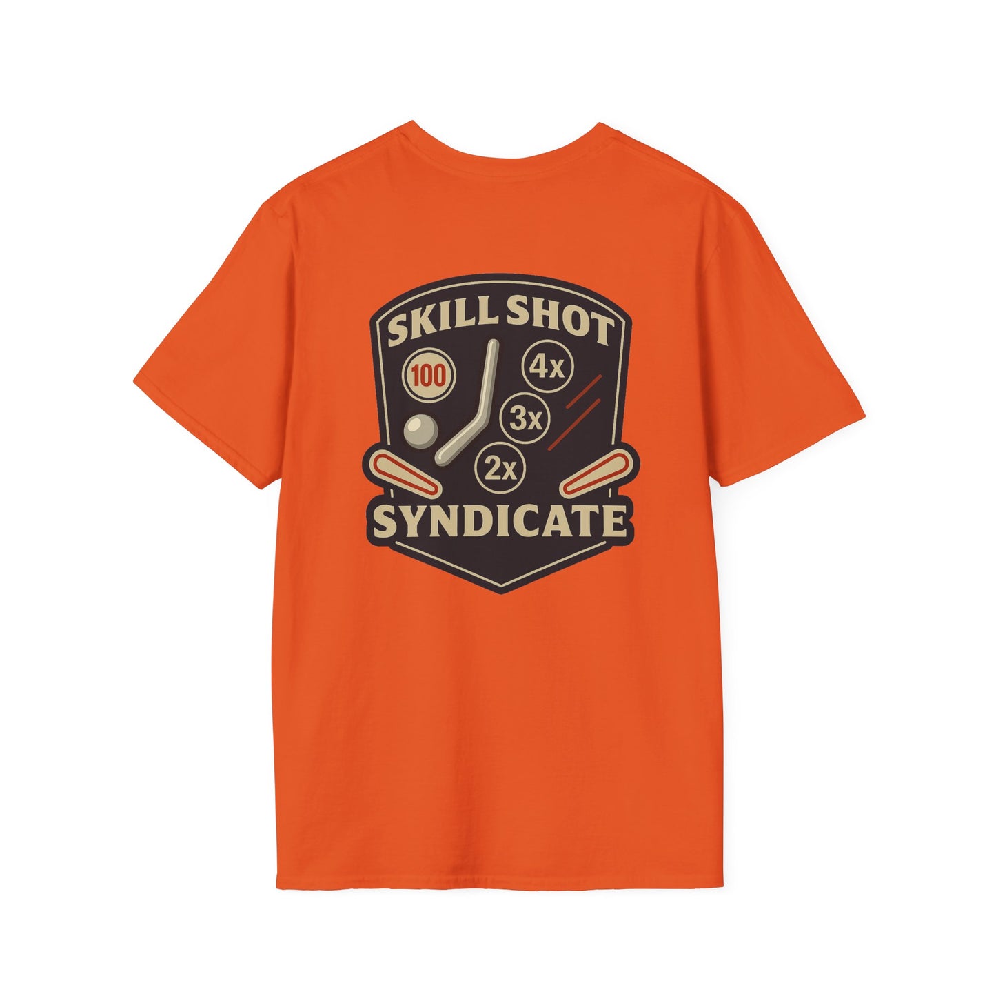 The Pinball Foundry Skill Shot Syndicate, Gaming T-Shirt, Unisex Softstyle T-Shirt, Perfect Gift for Gamers, Casual Wear, Pinball Lover Apparel