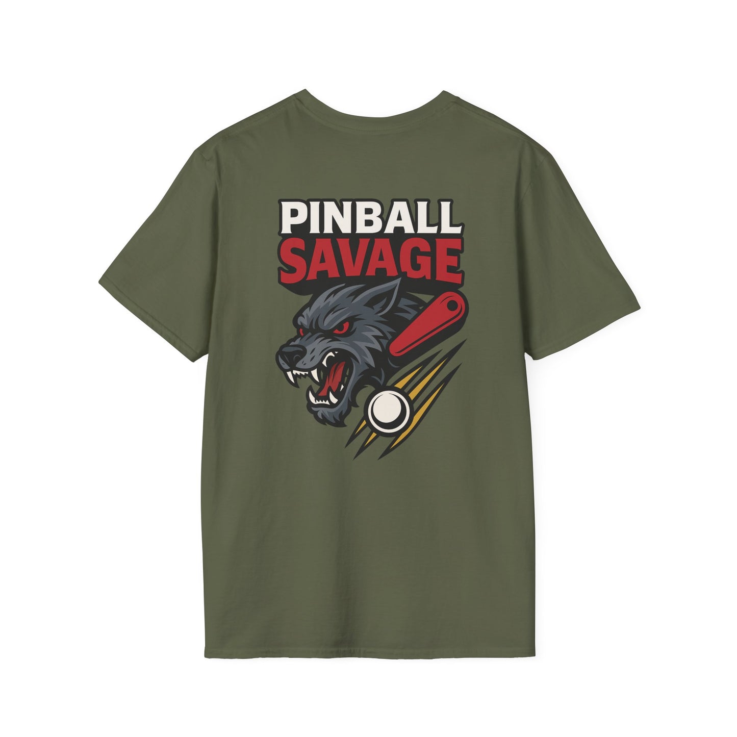 The Pinball Foundry Pinball Savage Beast, Gaming T-Shirt, Unisex Softstyle T-Shirt, Perfect Gift for Gamers, Casual Wear, Pinball Lover Apparel