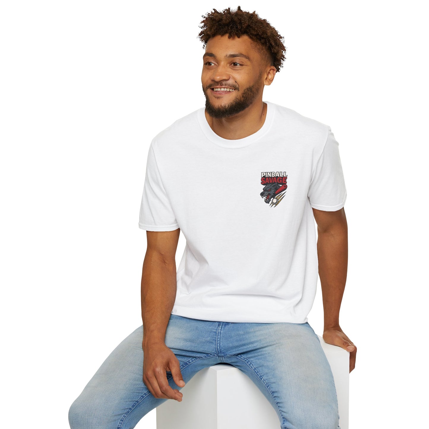 The Pinball Foundry Pinball Savage Beast, Gaming T-Shirt, Unisex Softstyle T-Shirt, Perfect Gift for Gamers, Casual Wear, Pinball Lover Apparel