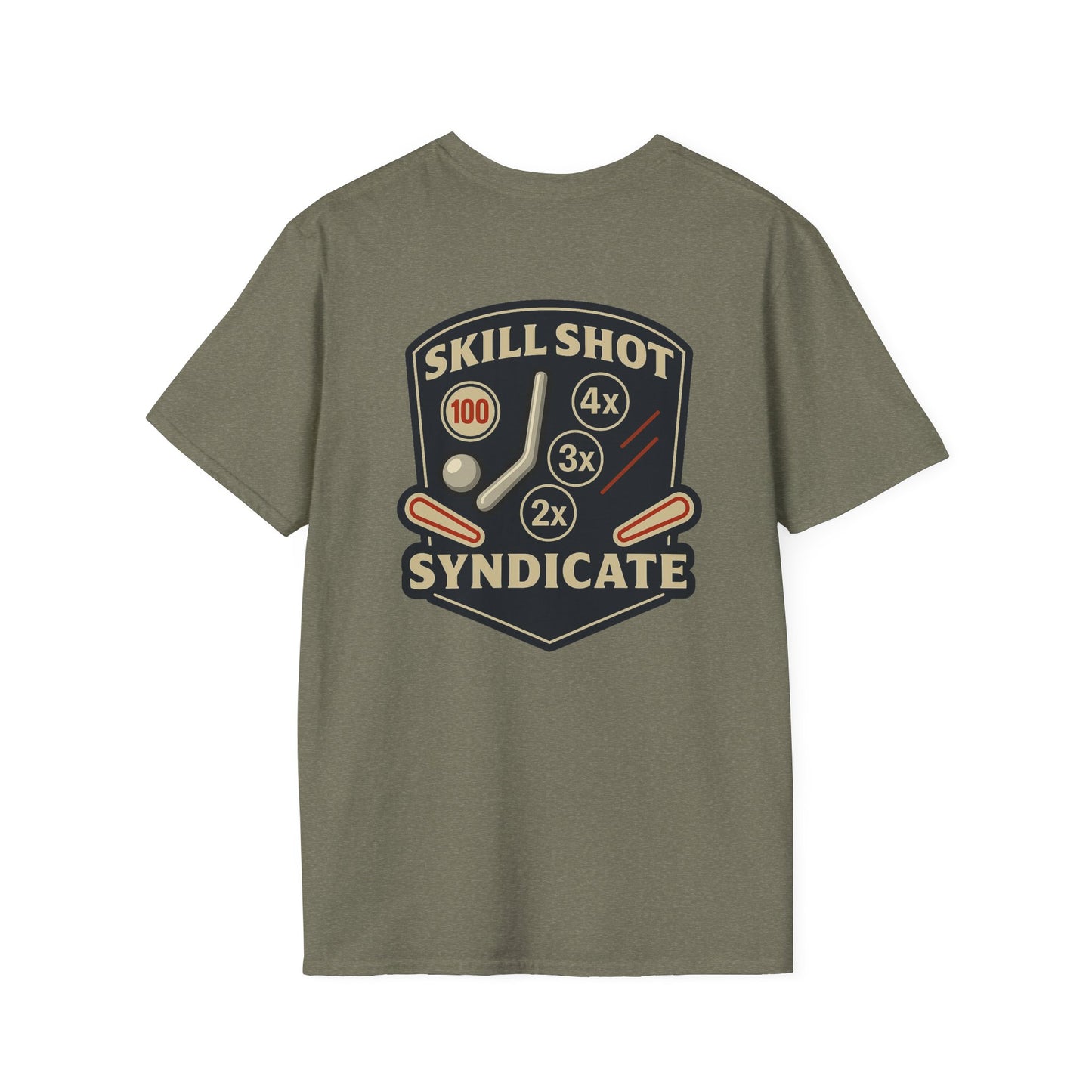 The Pinball Foundry Skill Shot Syndicate, Gaming T-Shirt, Unisex Softstyle T-Shirt, Perfect Gift for Gamers, Casual Wear, Pinball Lover Apparel