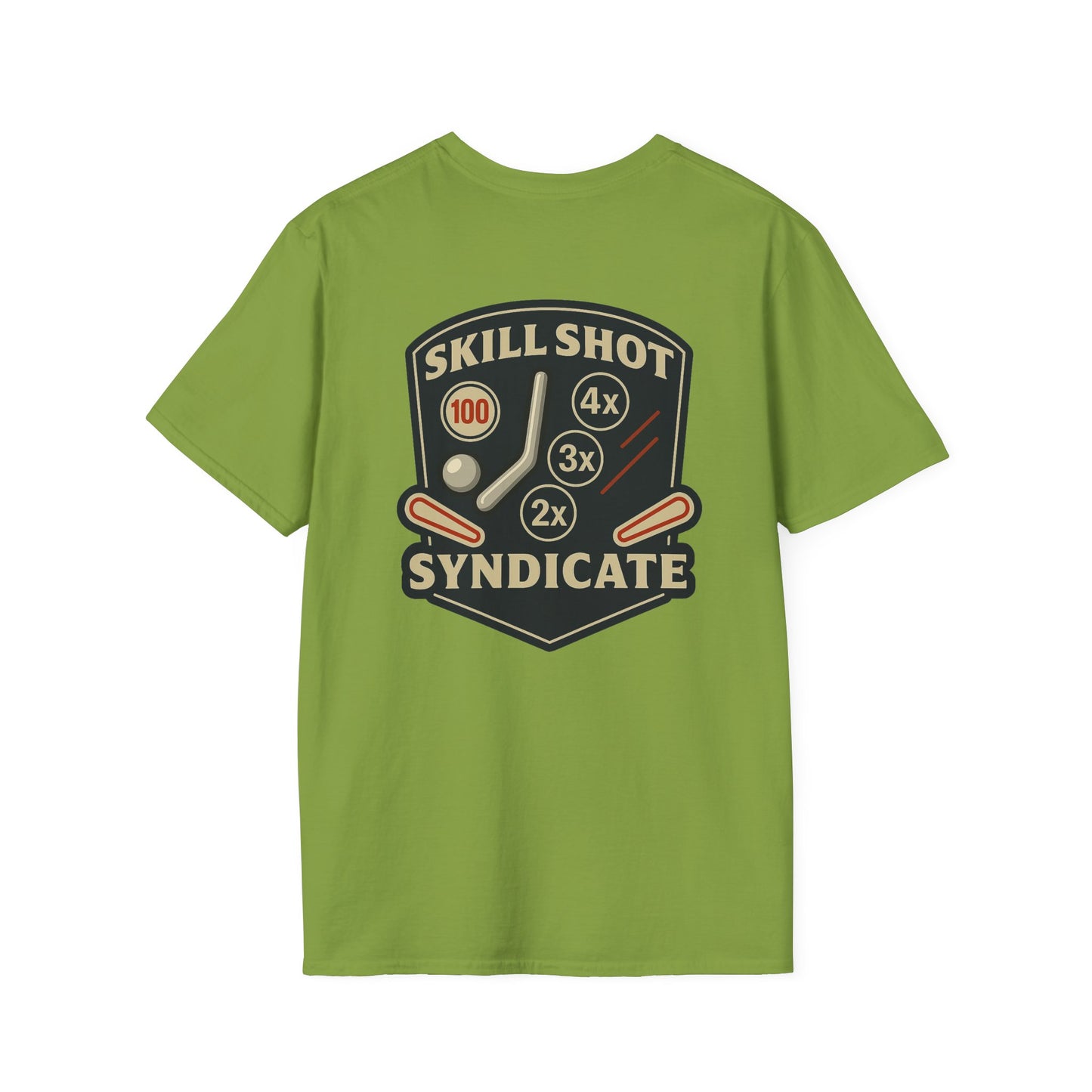The Pinball Foundry Skill Shot Syndicate, Gaming T-Shirt, Unisex Softstyle T-Shirt, Perfect Gift for Gamers, Casual Wear, Pinball Lover Apparel