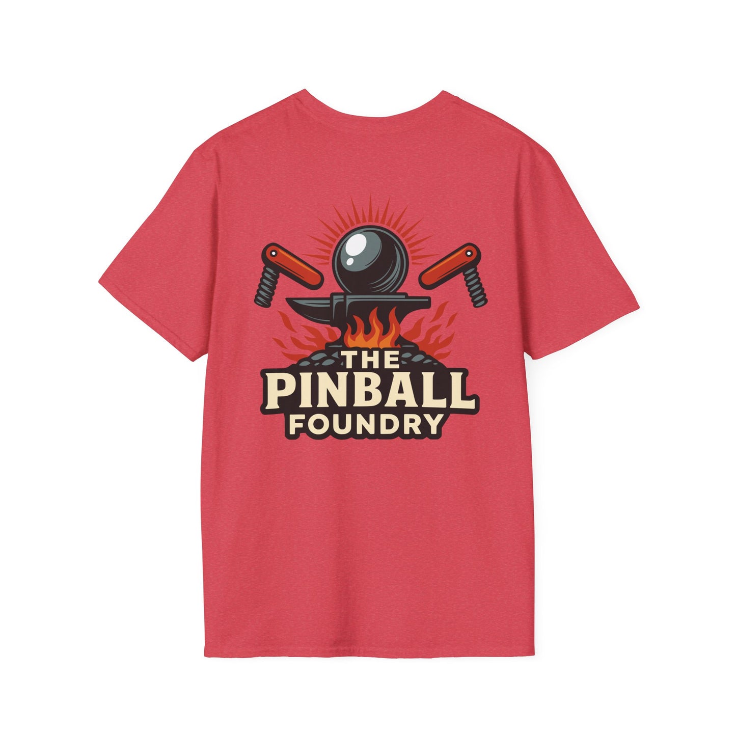 The Pinball Foundry Logo, Gaming T-Shirt, Unisex Softstyle T-Shirt, Perfect Gift for Gamers, Casual Wear, Pinball Lover Apparel