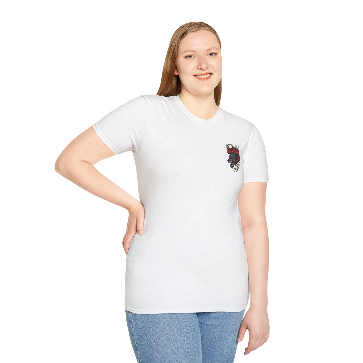 The Pinball Foundry Pinball Savage Beast, Gaming T-Shirt, Unisex Softstyle T-Shirt, Perfect Gift for Gamers, Casual Wear, Pinball Lover Apparel