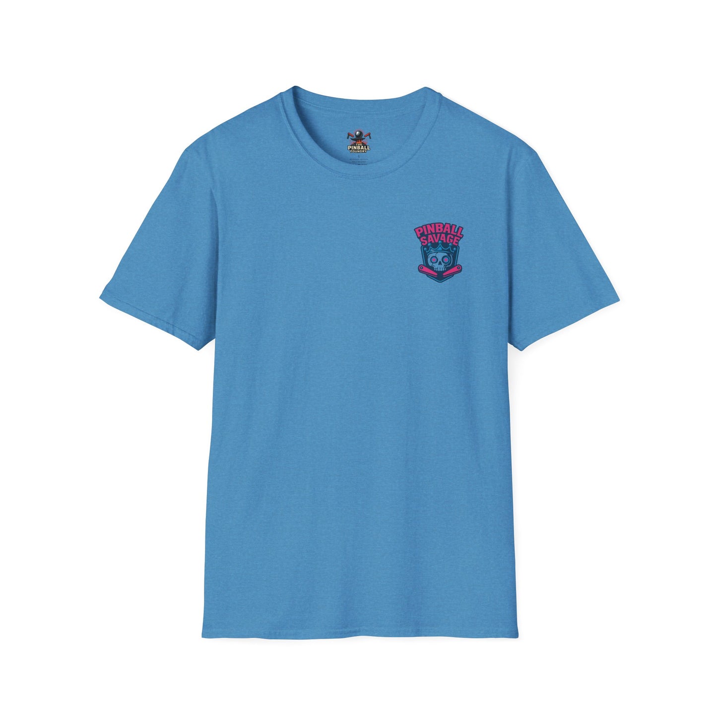 The Pinball Foundry Pinball Savage Skull, Gaming T-Shirt, Unisex Softstyle T-Shirt, Perfect Gift for Gamers, Casual Wear, Pinball Lover Apparel