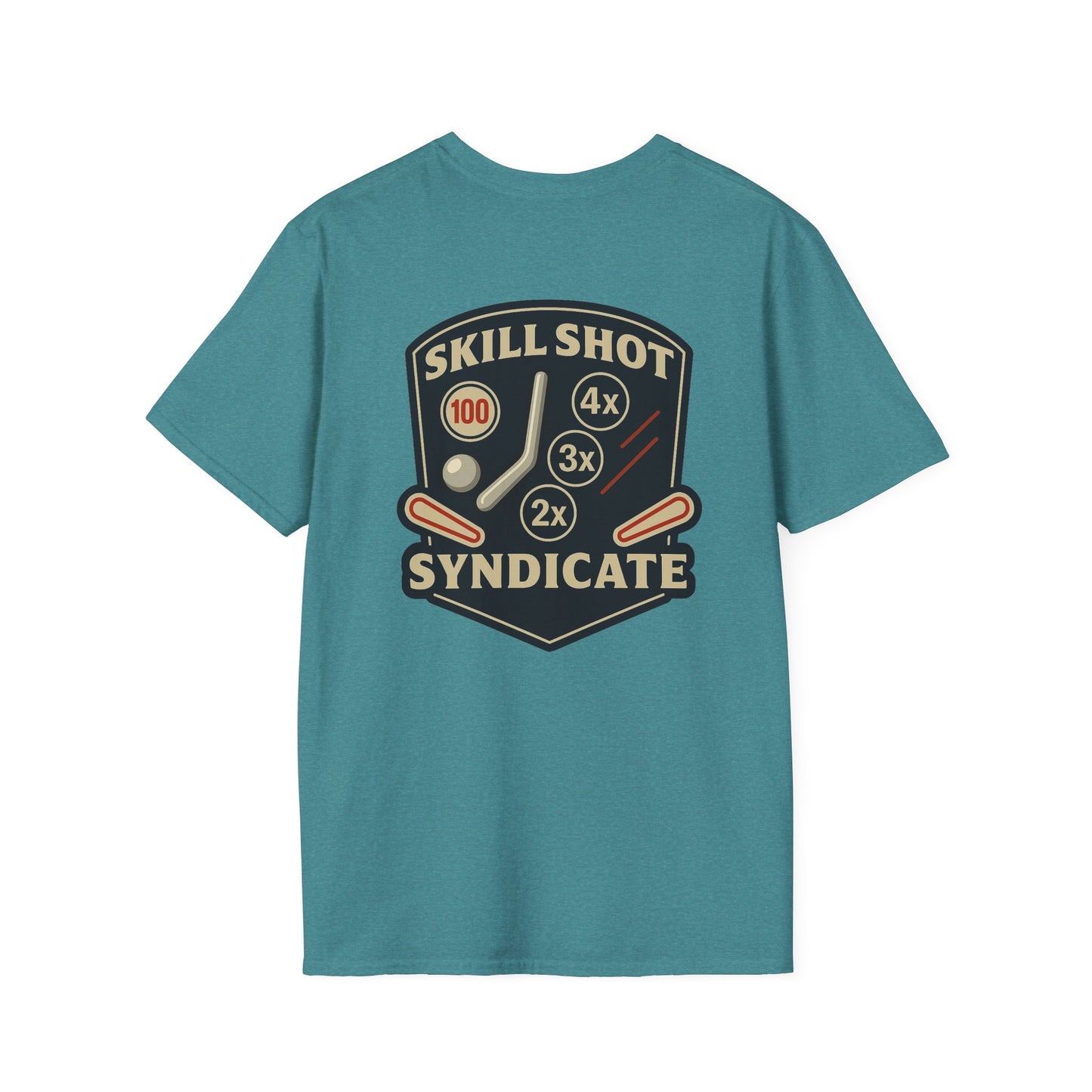 The Pinball Foundry Skill Shot Syndicate, Gaming T-Shirt, Unisex Softstyle T-Shirt, Perfect Gift for Gamers, Casual Wear, Pinball Lover Apparel