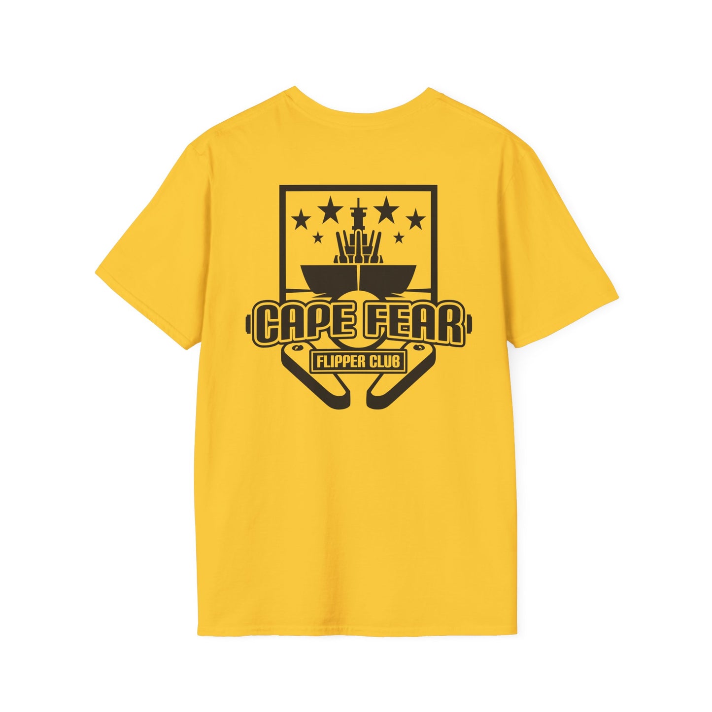Cape Fear Flipper Club, Gaming T-Shirt, Unisex Softstyle T-Shirt, Perfect Gift for Gamers, Casual Wear, Pinball Lover Apparel