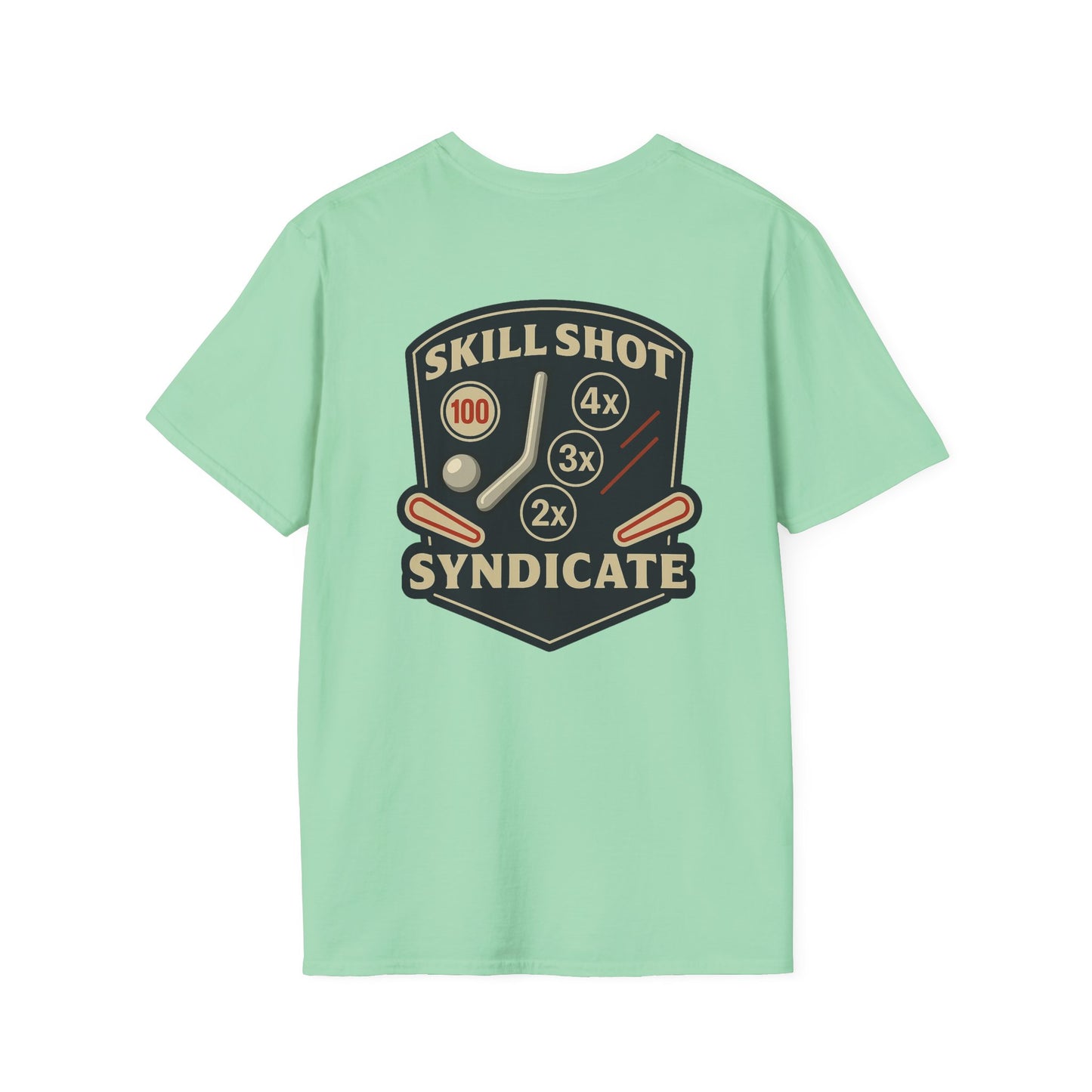 The Pinball Foundry Skill Shot Syndicate, Gaming T-Shirt, Unisex Softstyle T-Shirt, Perfect Gift for Gamers, Casual Wear, Pinball Lover Apparel