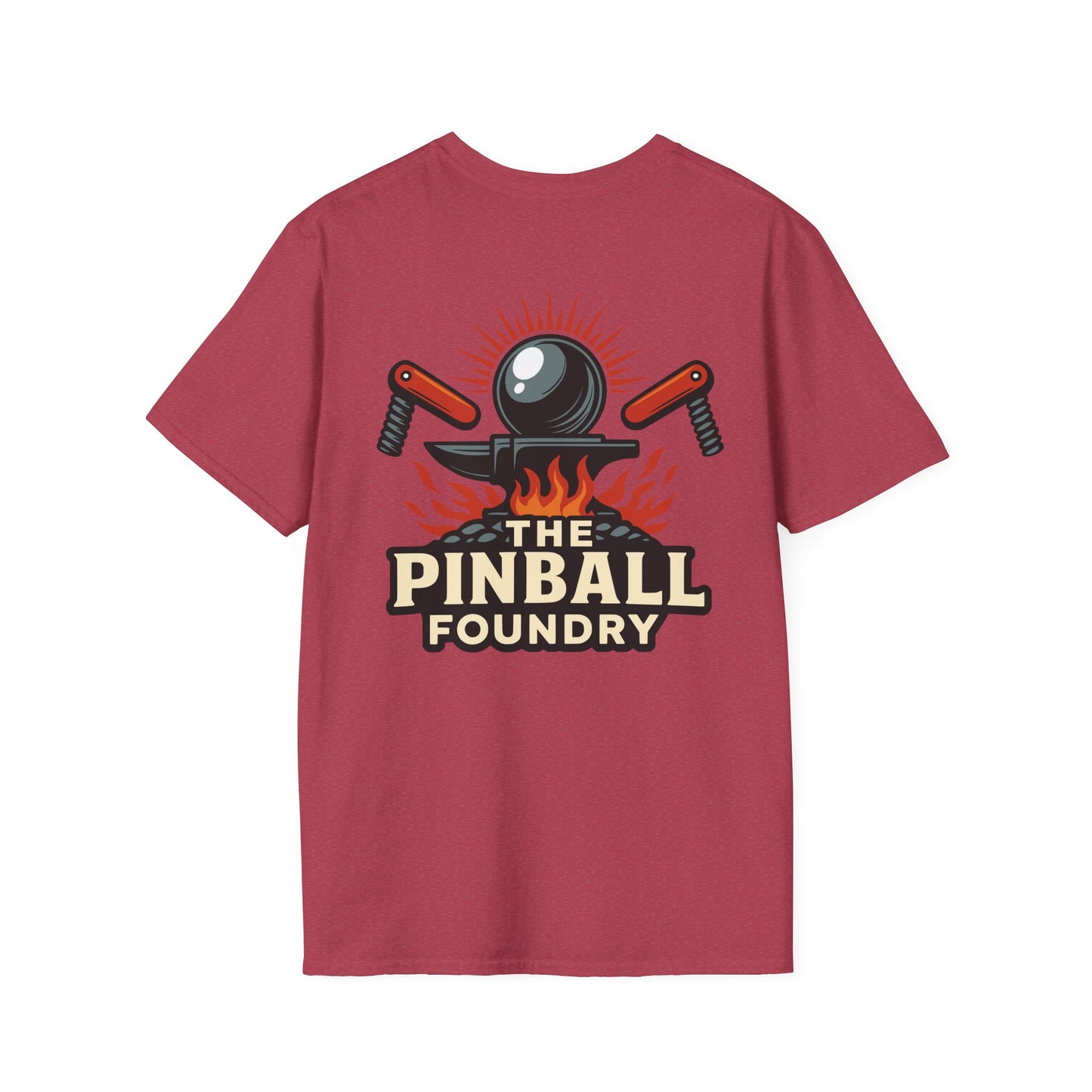 The Pinball Foundry Logo, Gaming T-Shirt, Unisex Softstyle T-Shirt, Perfect Gift for Gamers, Casual Wear, Pinball Lover Apparel