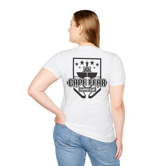 Cape Fear Flipper Club, Gaming T-Shirt, Unisex Softstyle T-Shirt, Perfect Gift for Gamers, Casual Wear, Pinball Lover Apparel