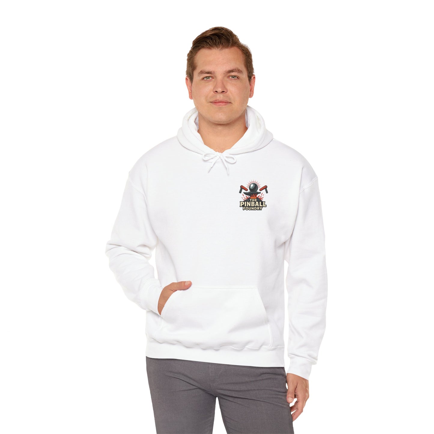 The Pinball Foundry Hoodie, Gaming Sweatshirt, Unisex Hooded Sweatshirt, Perfect Gift for Gamers, Casual Wear, Arcade Lover Apparel