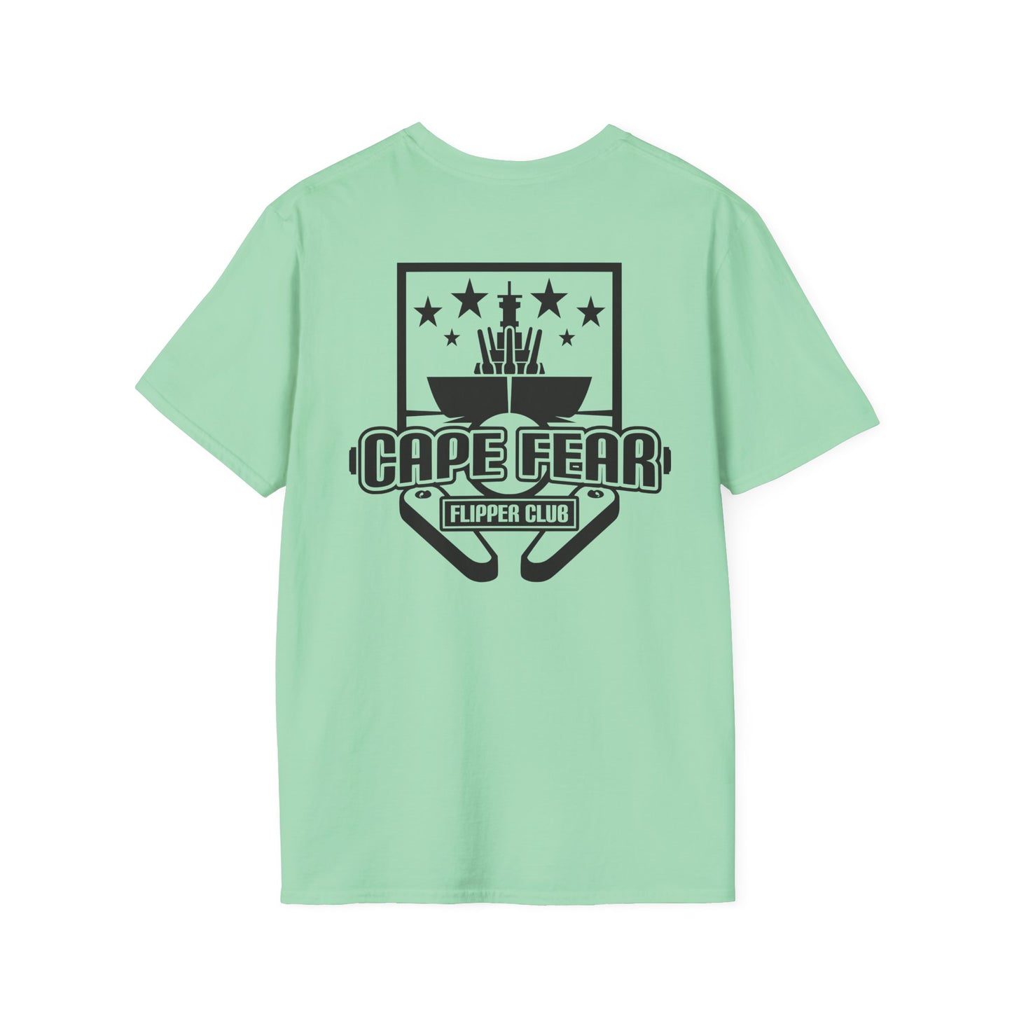 Cape Fear Flipper Club, Gaming T-Shirt, Unisex Softstyle T-Shirt, Perfect Gift for Gamers, Casual Wear, Pinball Lover Apparel